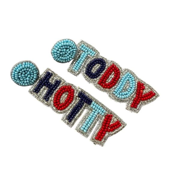 Hotty Toddy Beaded Gameday Earrings/College Beaded Earrings/Ole Miss Accessory - Picture 2 of 4